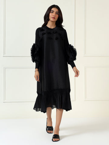 Rosette Dress in Black