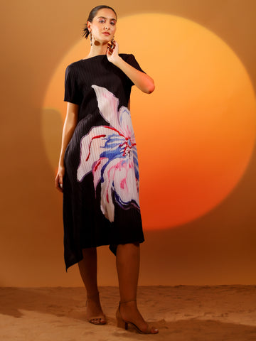 Coral Pleated Dress