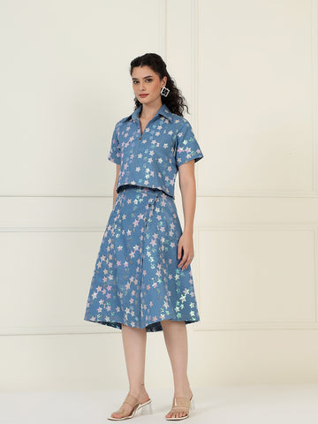 Cosma Denim Skirt Set
