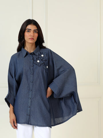 Denim Bloom Shirt In Blue