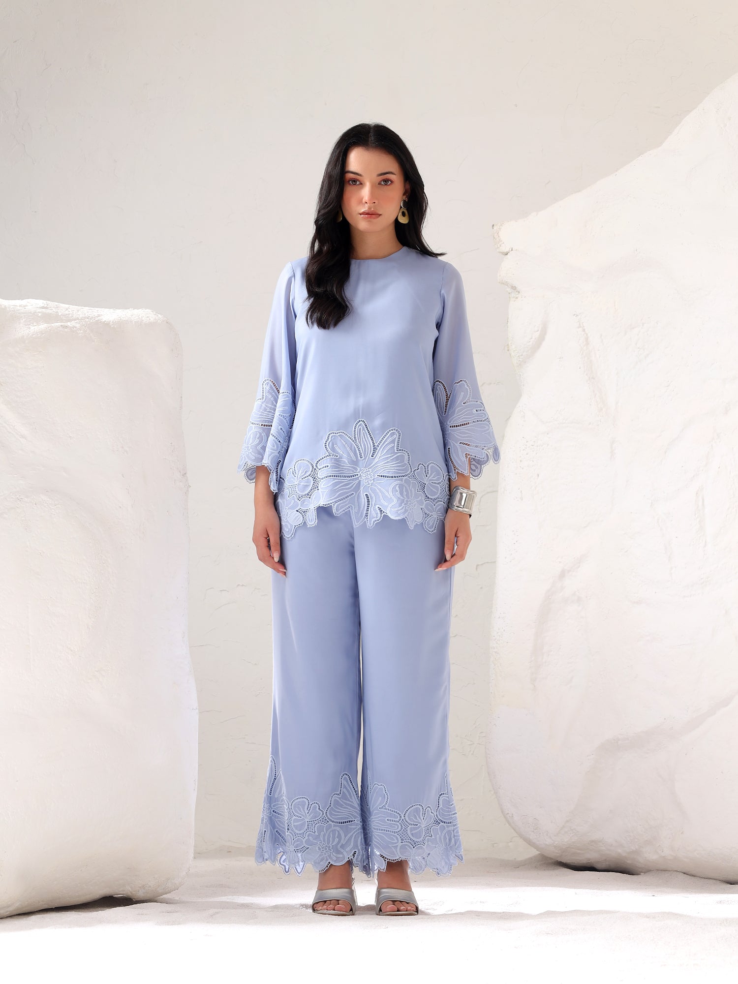 Lunelle Cutwork Flower Co-ord Set