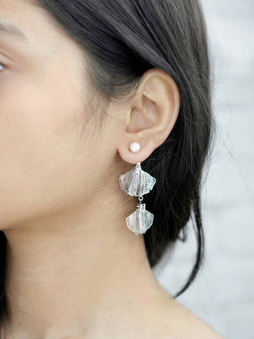 Silver Ginkgo Earrings