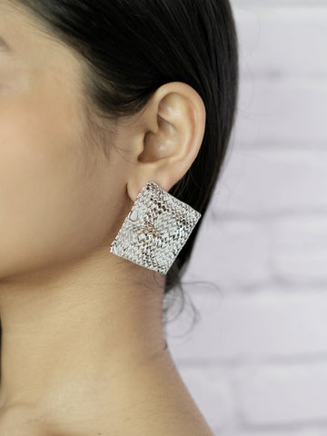 Silver Cipher Earrings