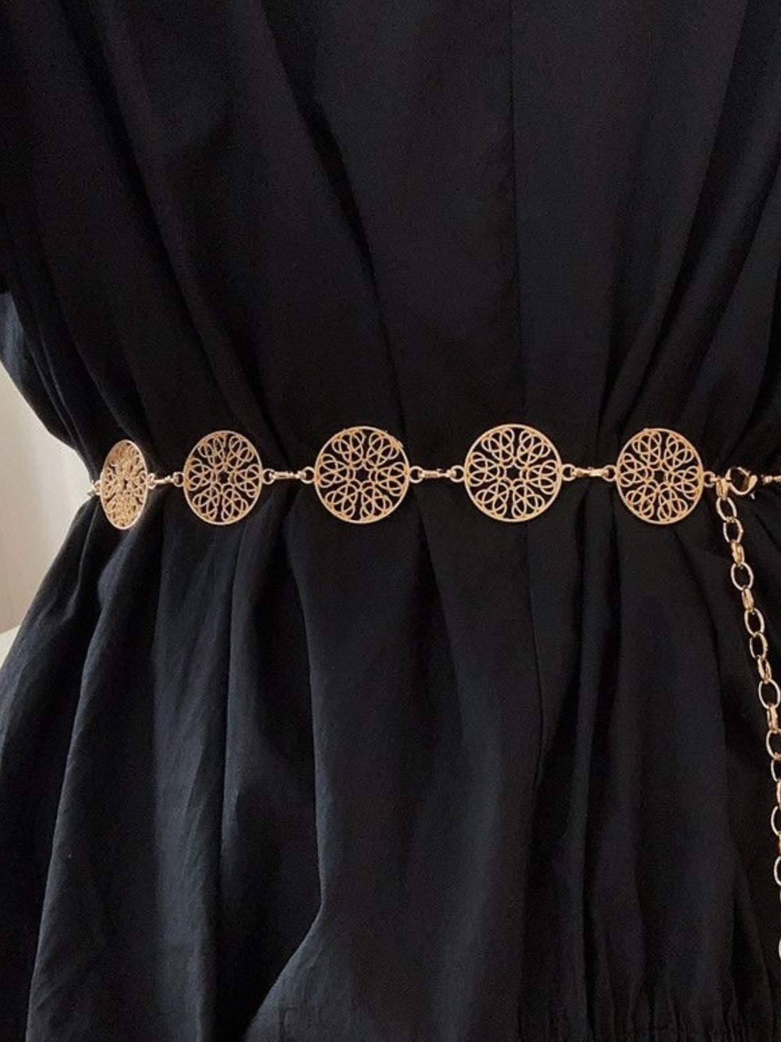 Artistic Flourish Belt- Silver And Gold Chain Belt