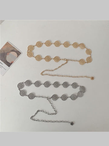 Artistic Flourish Belt- Silver And Gold Chain Belt