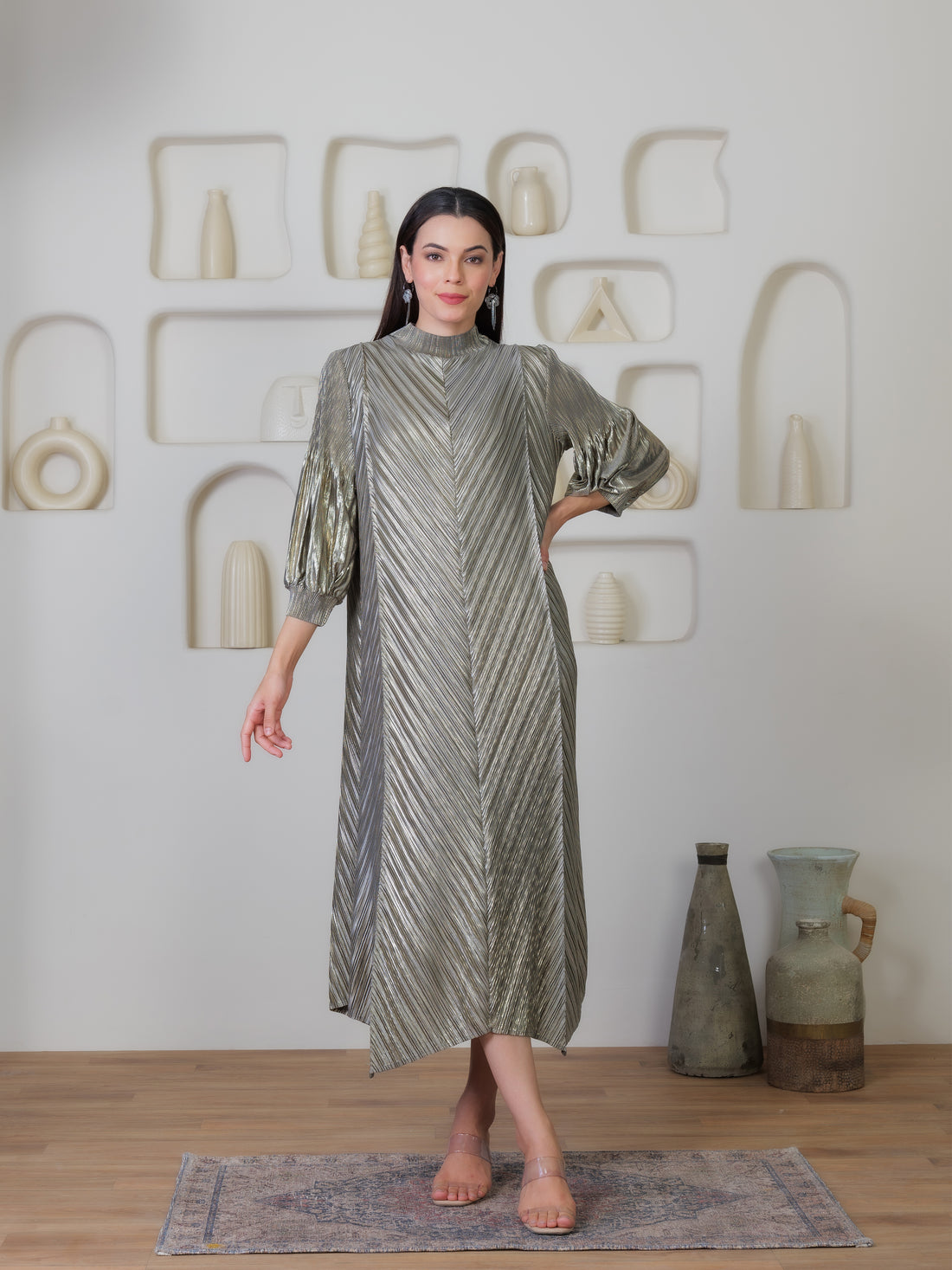 Nahria Metallic Dress