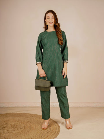 Remi Co-ord Set In Green Color