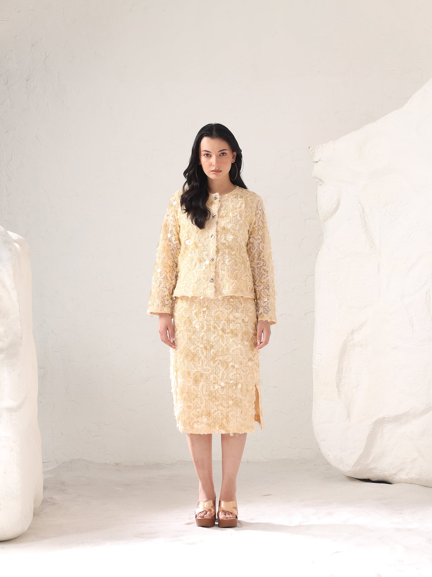 Zinia Sequins Skirt Set