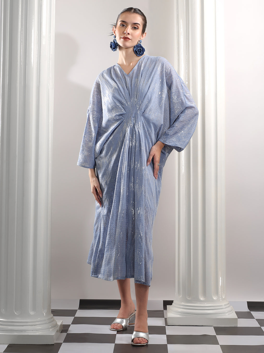 Celeste Drape Dress in Powder Blue