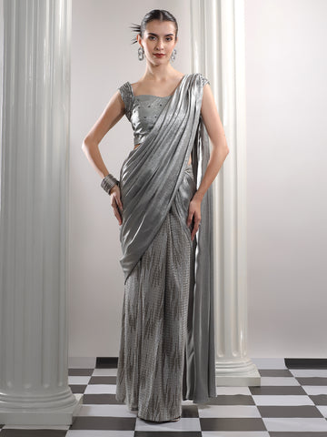 Silver Mirage Saree