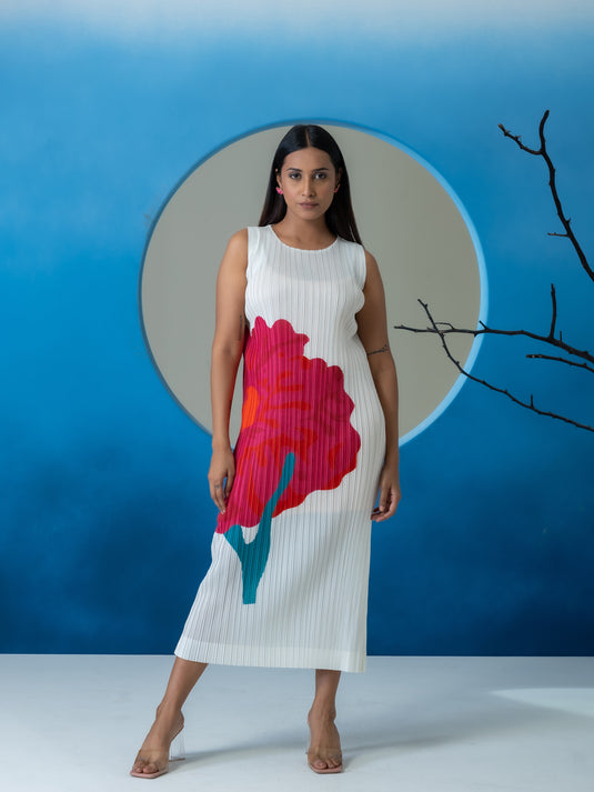 Pleated toned dress