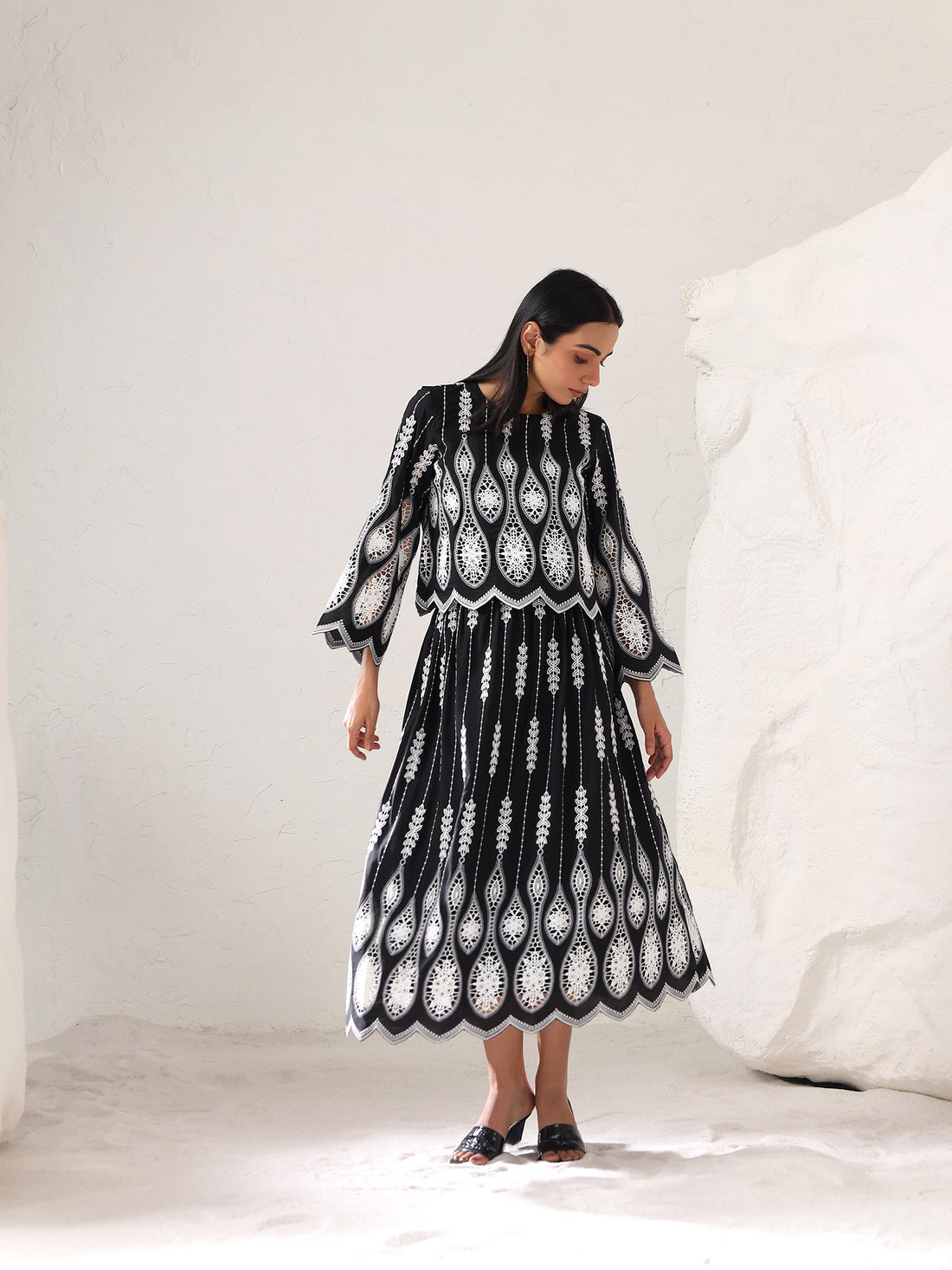 Vyra Cutwork Skirt set