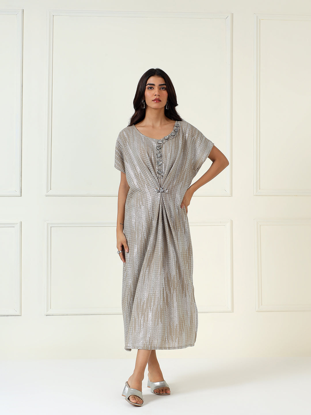Celeste Metallic Kaftan Dress