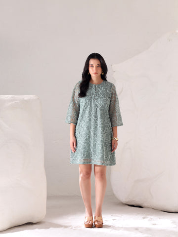 Sage Embroidered Lace Dress