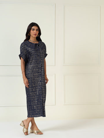 Luxeline Metallic Dress in Blue