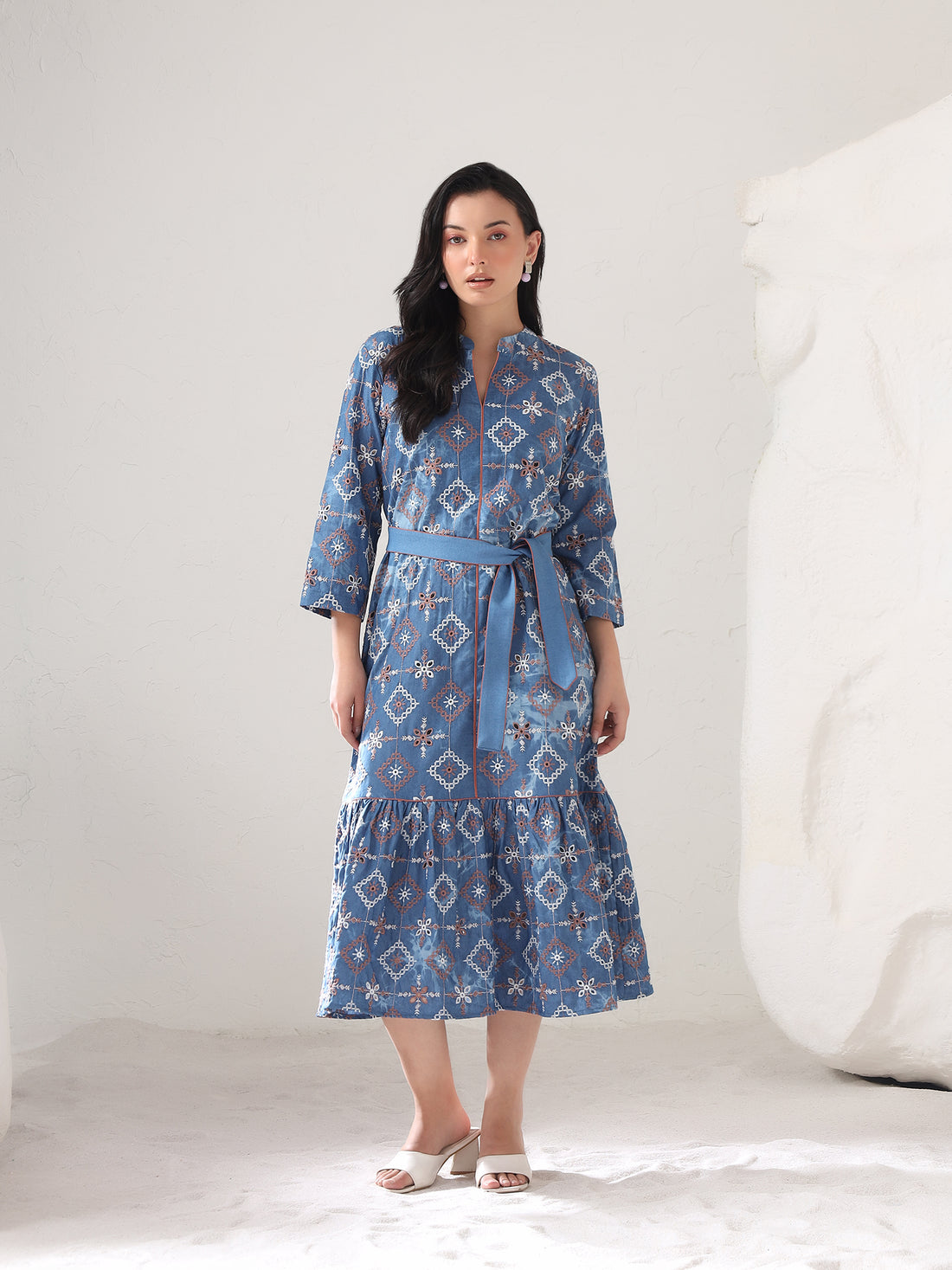 Carmen Denim embroidered Dress