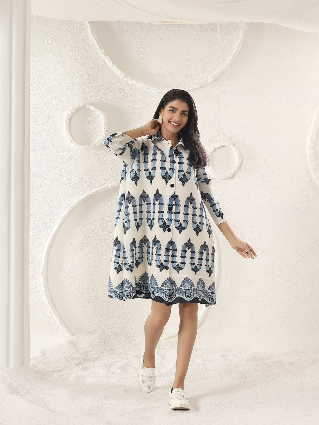 Wave Crest Shirt Dress
