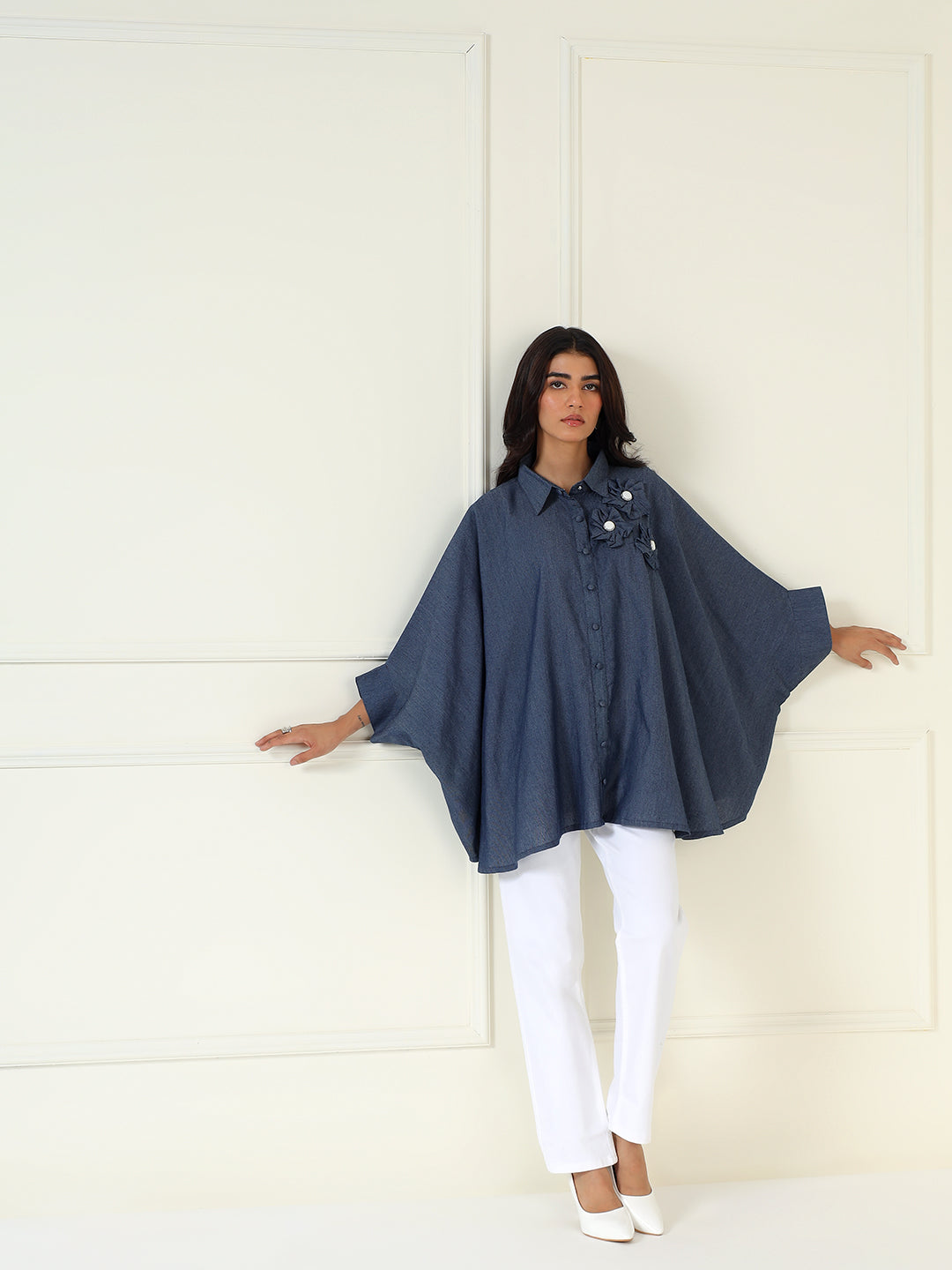 Denim Bloom Shirt In Blue