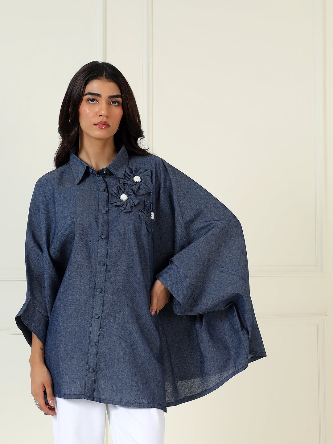 Denim Bloom Shirt In Blue