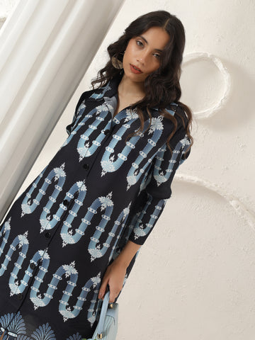 Wave Crest Shirt Dress
