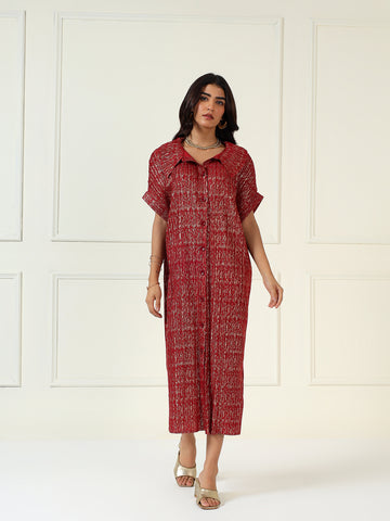 Luxeline Metallic Dress in Red