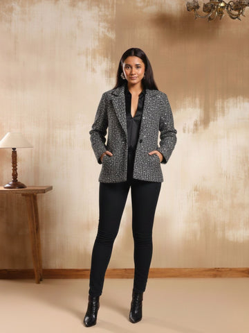 Blair Silver Tweed Short Coat