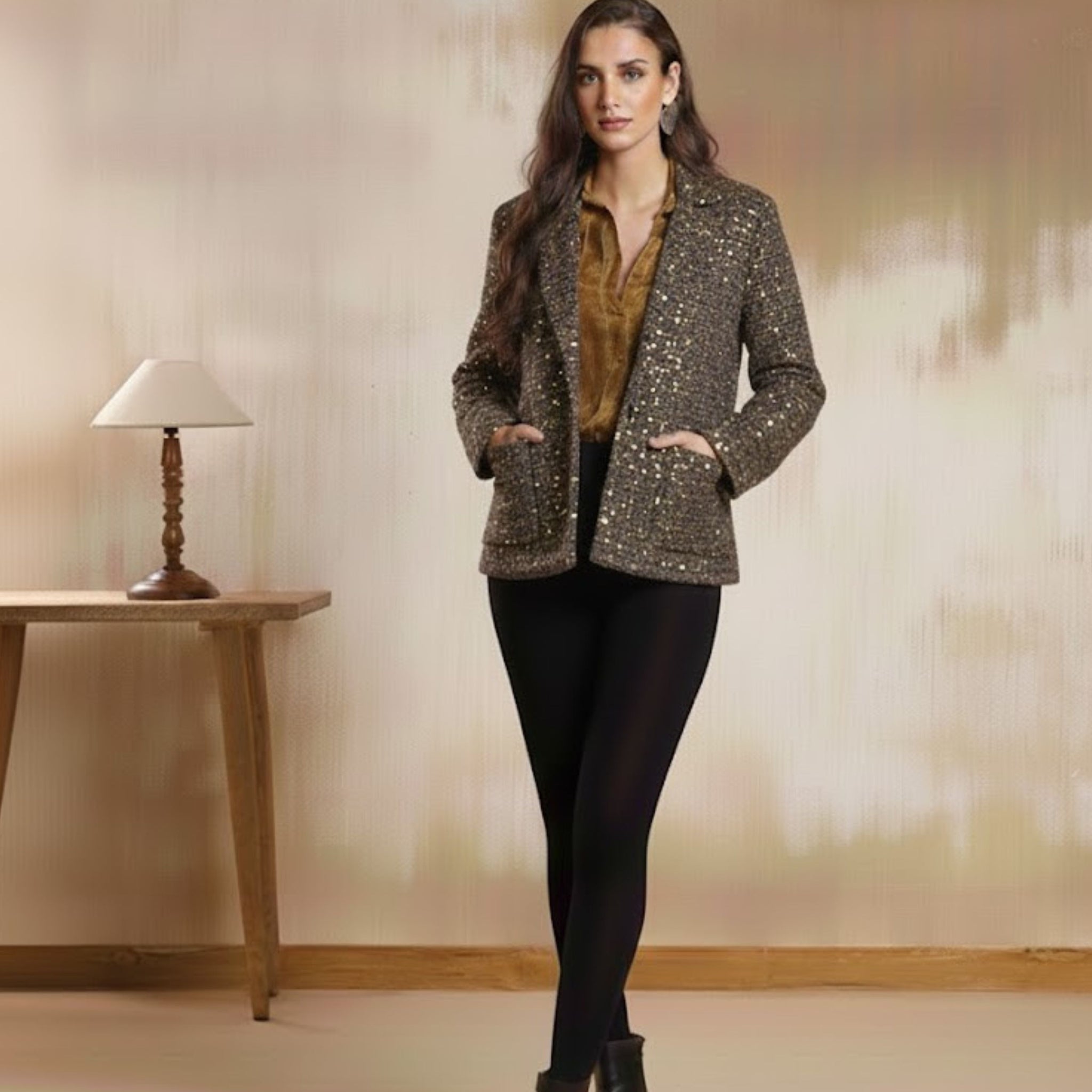 Blair Golden Tweed Short Coat