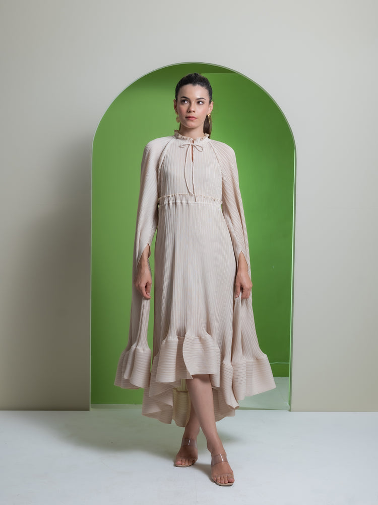 GREY PLEATED DRESS