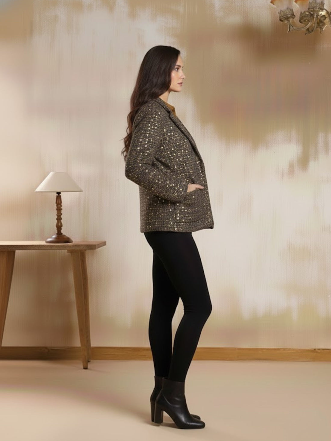 Blair Golden Tweed Short Coat