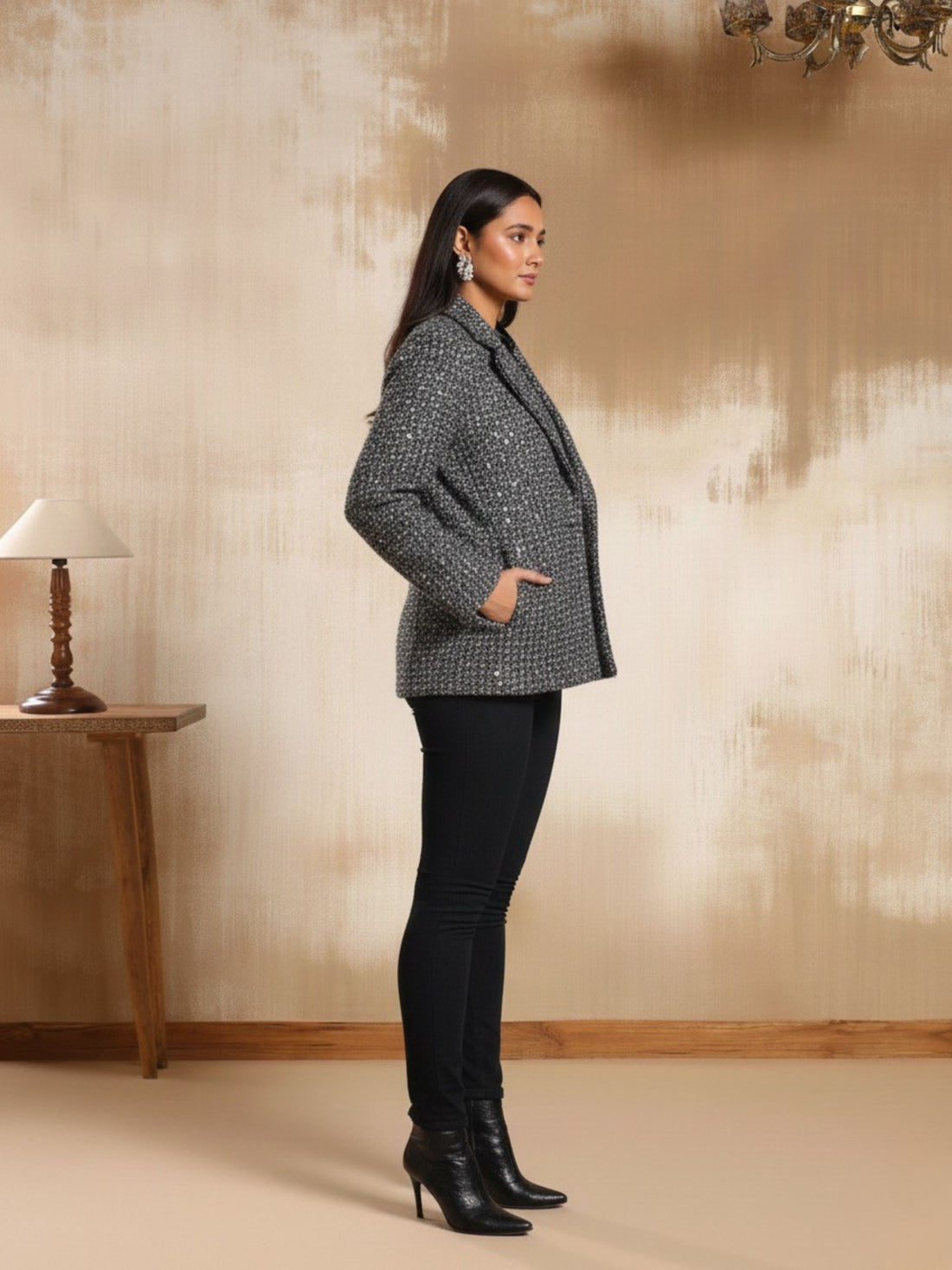 Blair Silver Tweed Short Coat