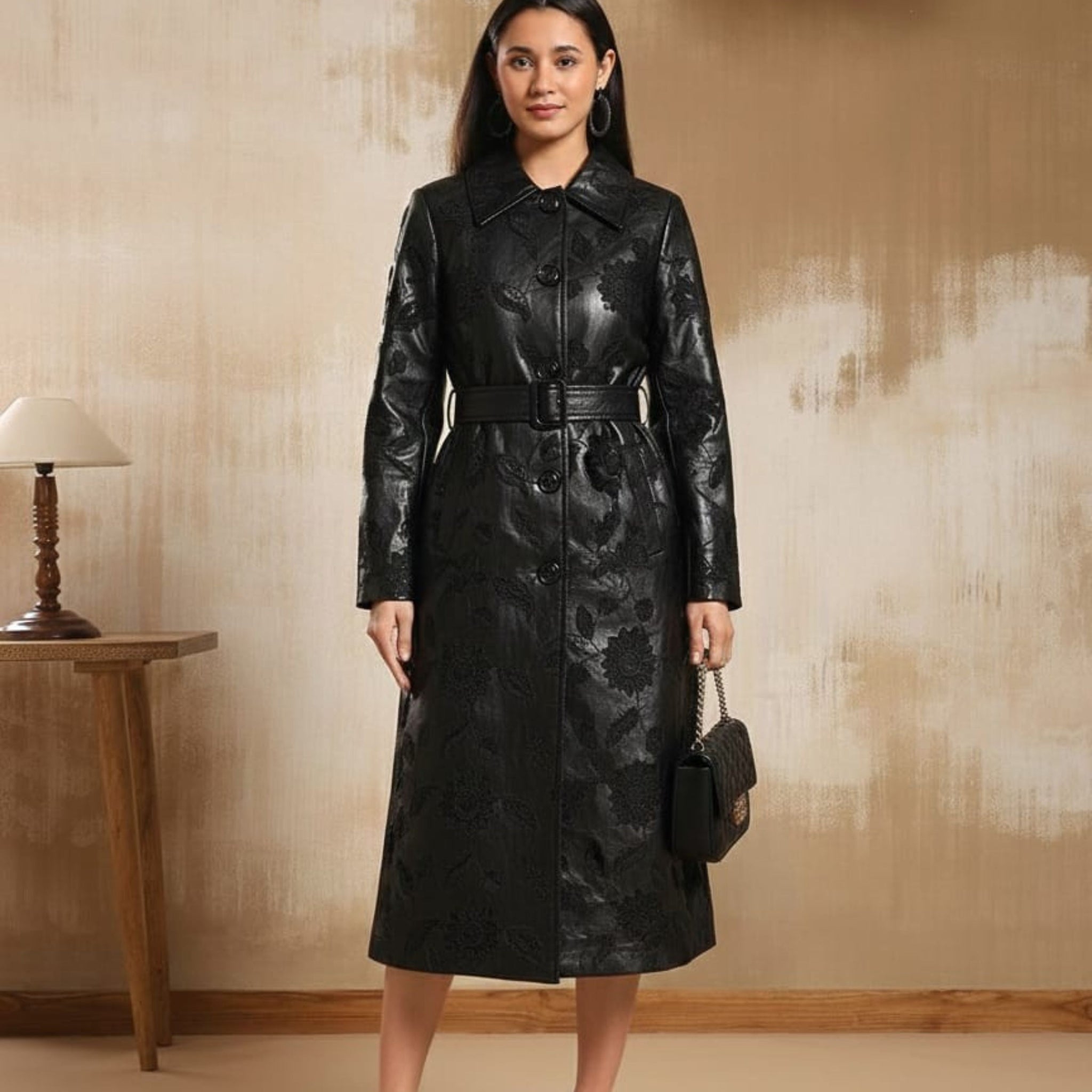Nexa Leather Longline Coat