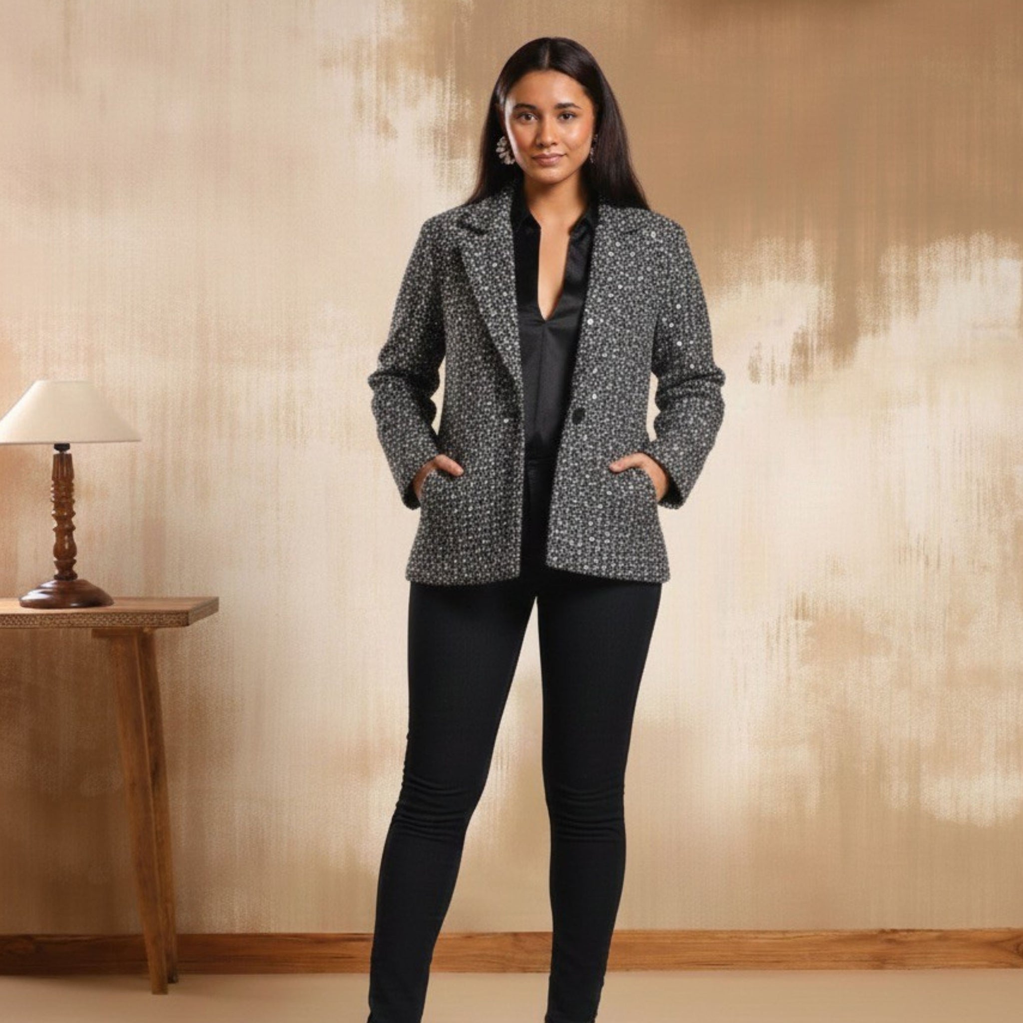 Blair Silver Tweed Short Coat