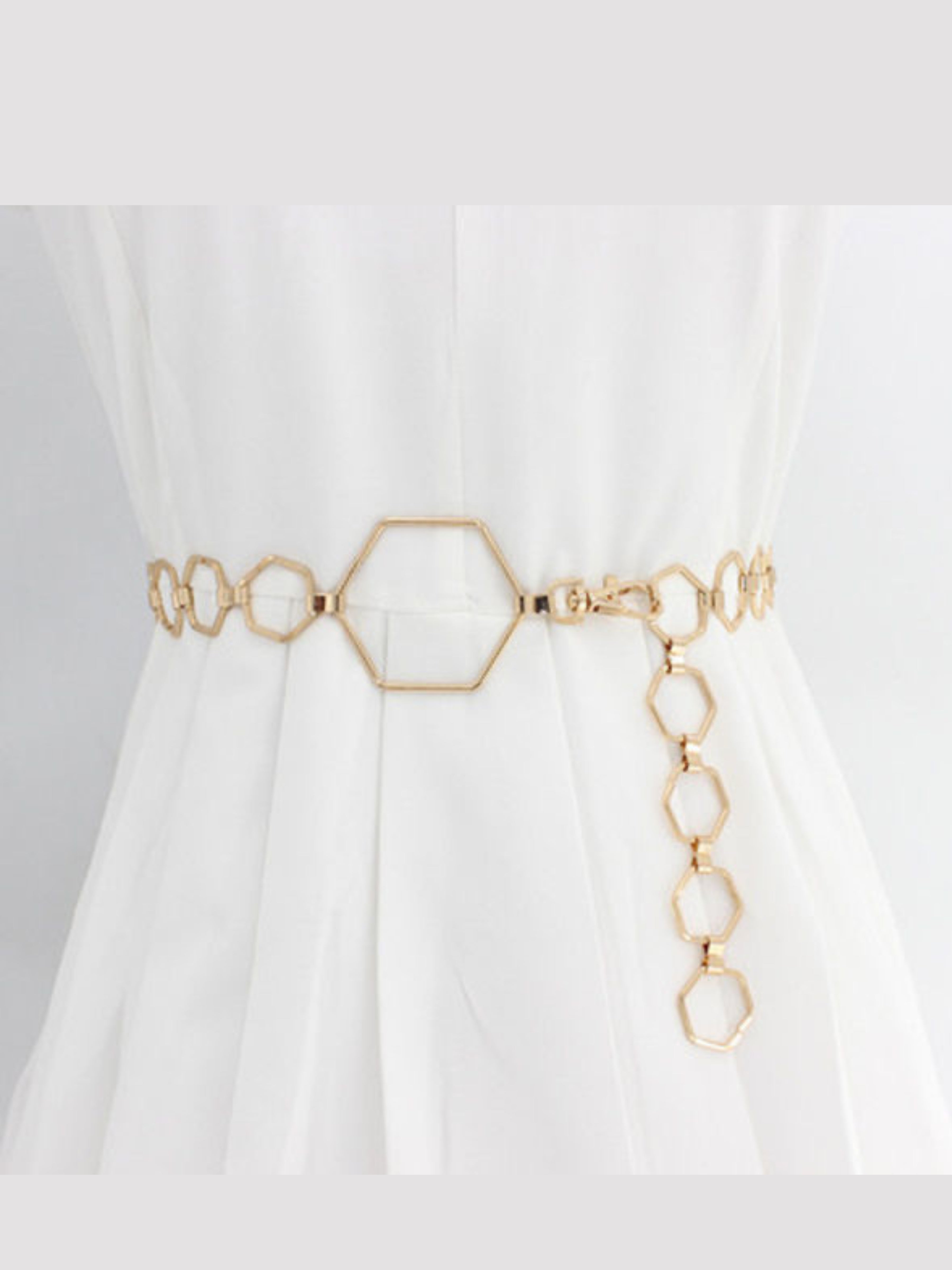 Sophisticated Serenade Belt-Chain Belt Hexagon