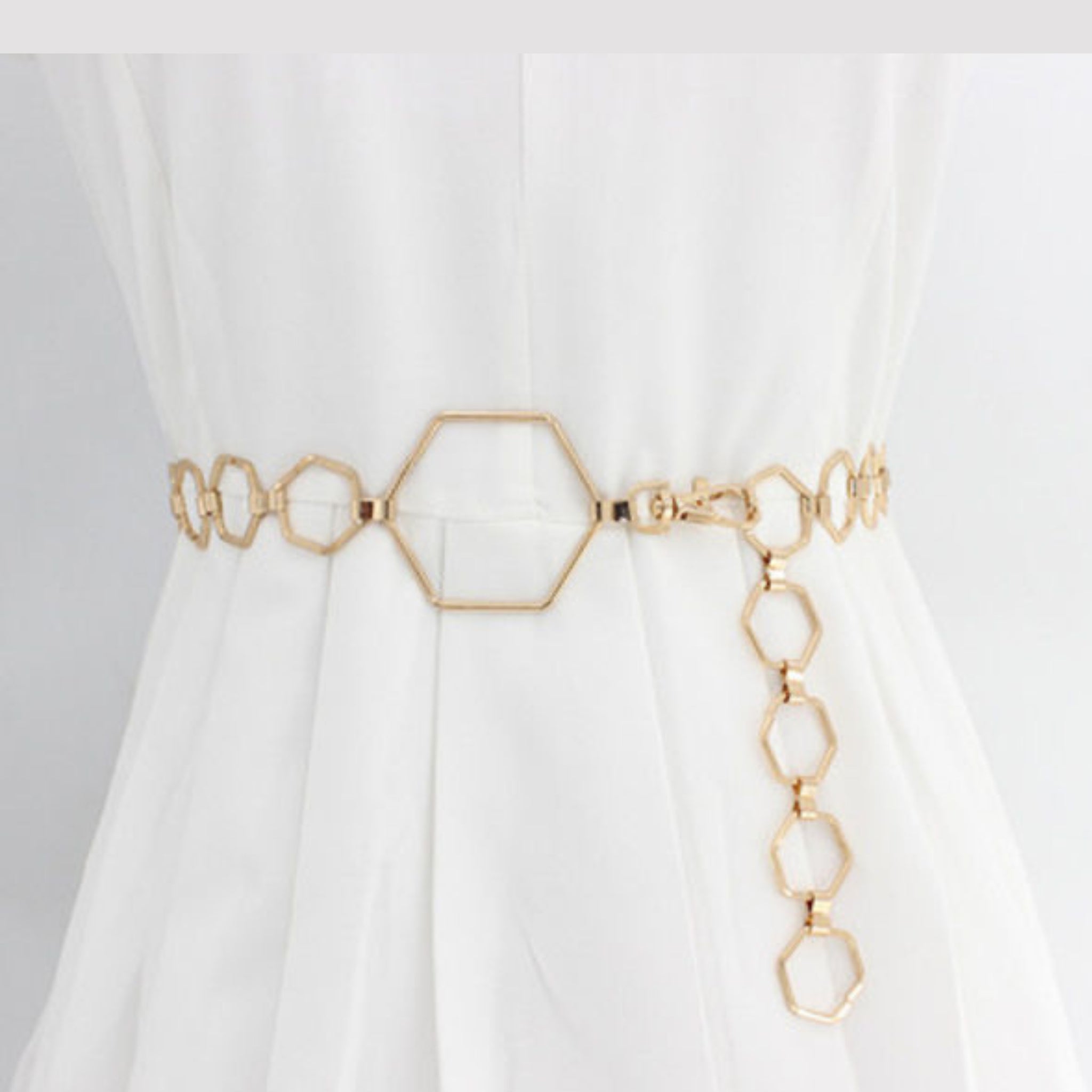 Sophisticated Serenade Belt-Chain Belt Hexagon