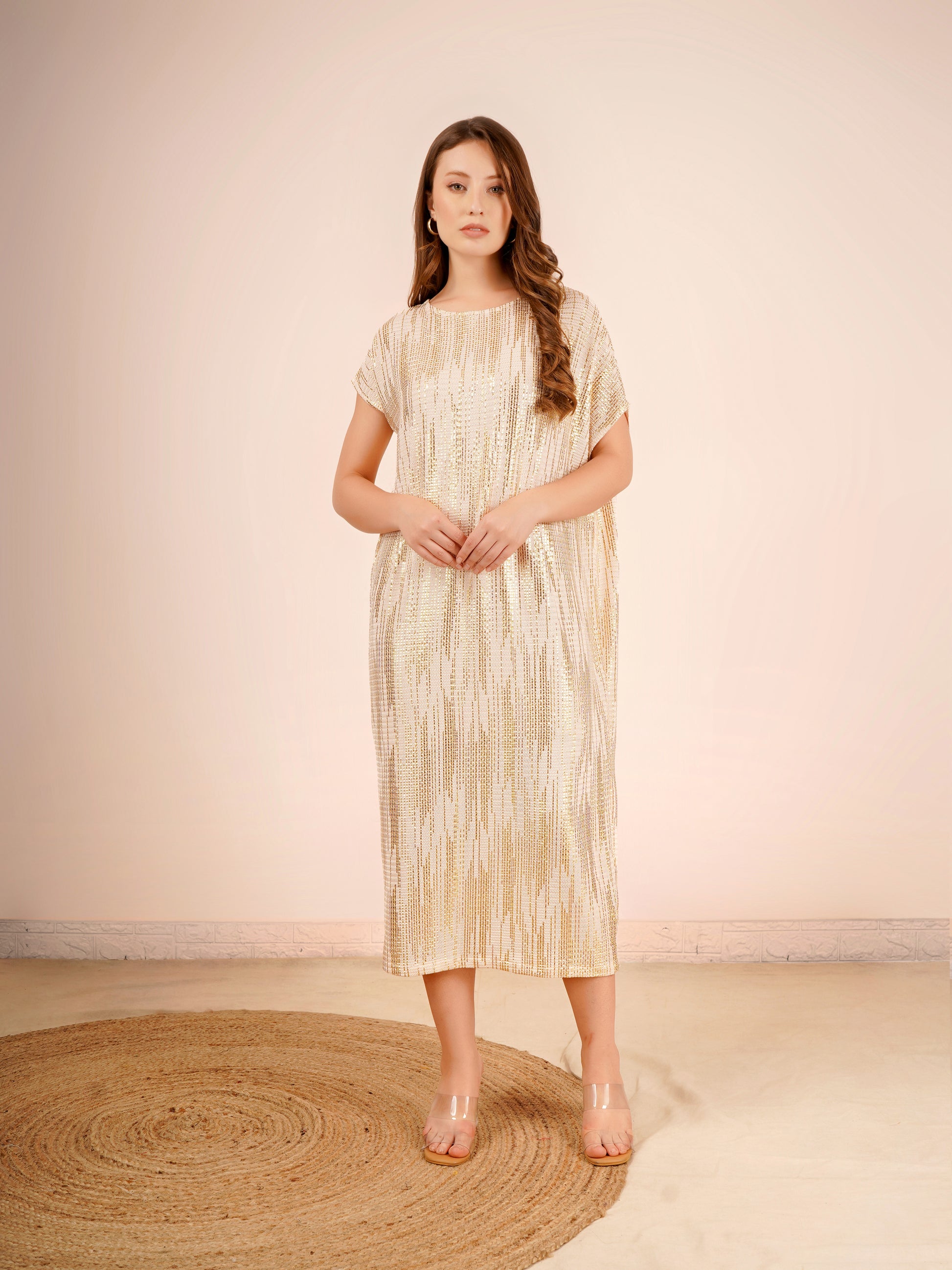 Ruby Dress in Off White | Elegant Golden Metallic Dress for Women Ruby Dress in Off White | Elegant Golden Metallic Dress for Women