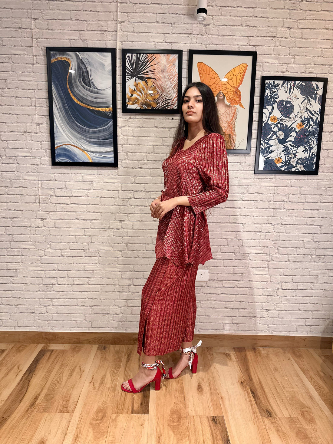 Metallic Pleated Co-ord Set