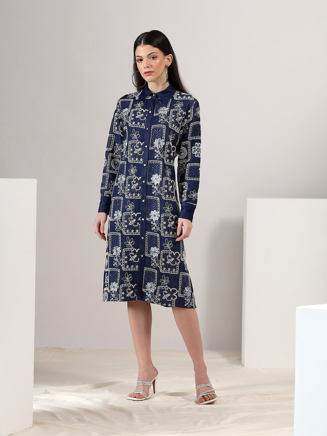 denim maxi dress online india Women's Layers Denim Maxi Dress with Tiered Silhouette Wash Lab washlabshop