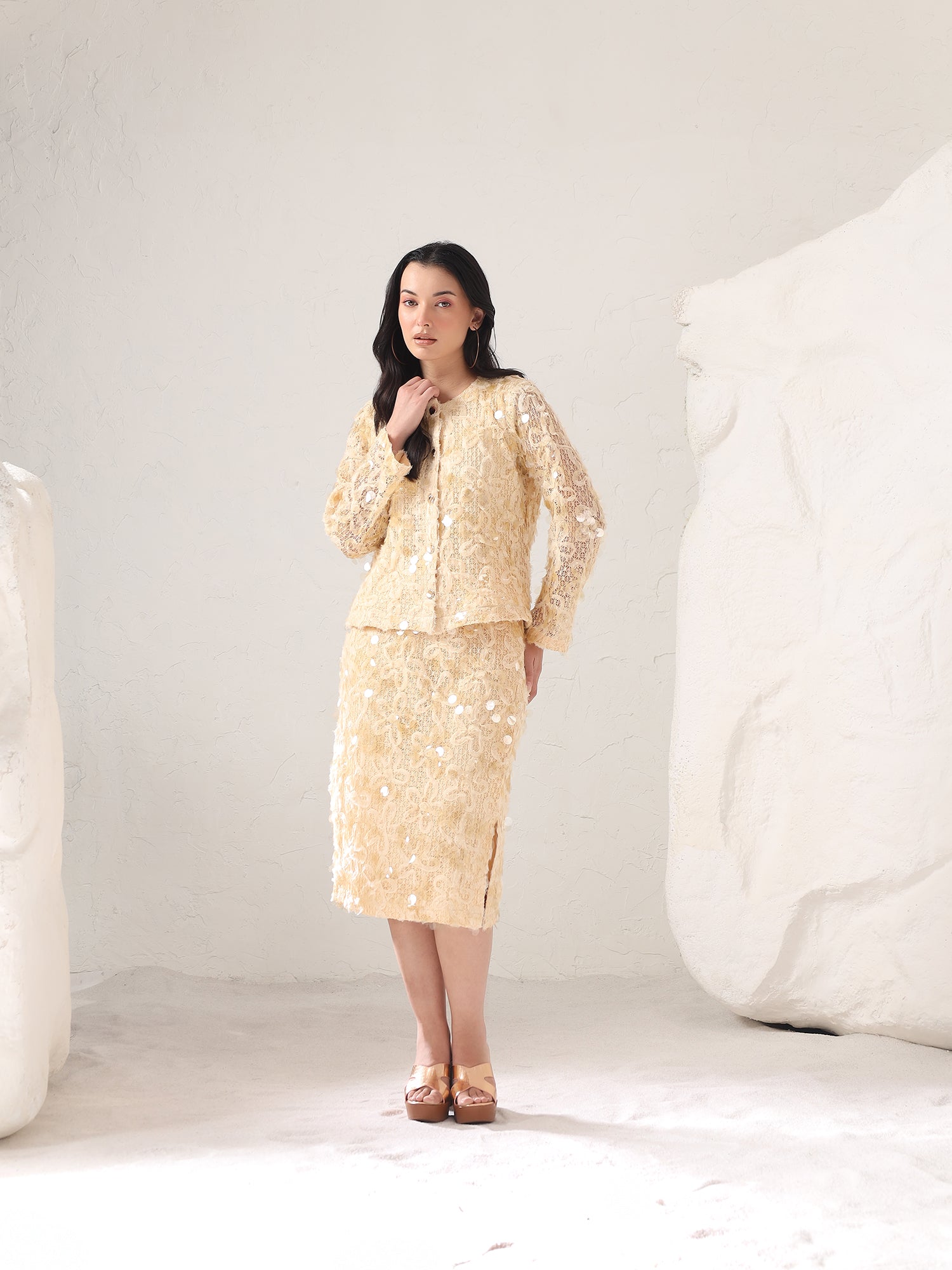 Zinia Sequin Skirt Set