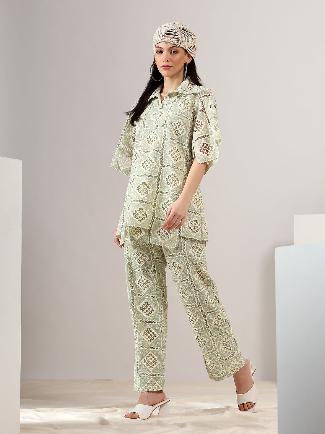 Sage Serenity – Cutwork Co-ord Set