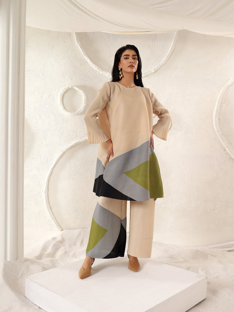 Couture Truly Pleated Dress & Cardigan Set