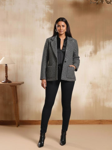 Blair Silver Tweed Short Coat