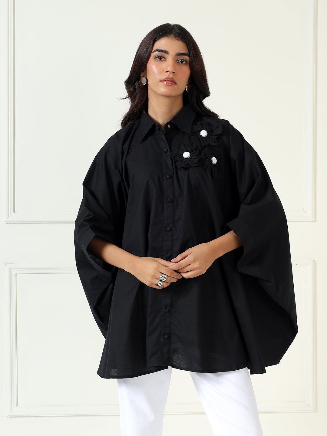 Denim Bloom Shirt In Black